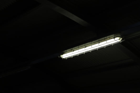 turned-on fluorescent lamp