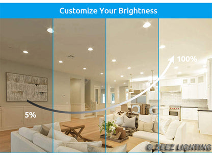 ZEEZ Lighting - 4-Inch 9W 780LM / 6-Inch 15W 1275LM / 8-Inch 18W 1900LM Selectable 5CCT Dimmable LED Recessed Ceiling Panel Light Canless Downlight w/ Junction Box ETL Listed